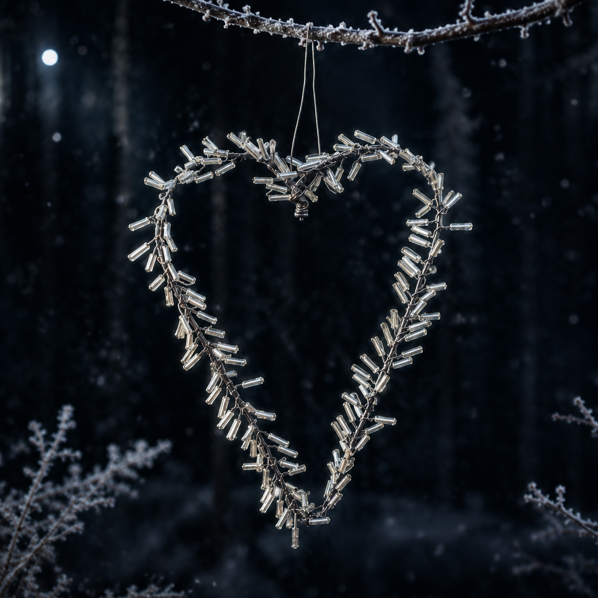 Set of 4 Metal and Beads Heart Hangers