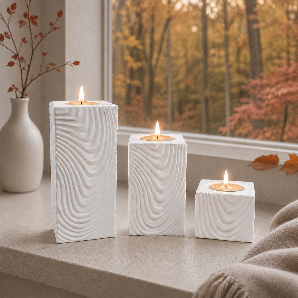 Set of 3 porcelain tealight holders