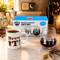 'Brew it!, Screw it!' Mug and wineglass gift set