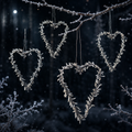 Set of 4 Metal and Beads Heart Hangers