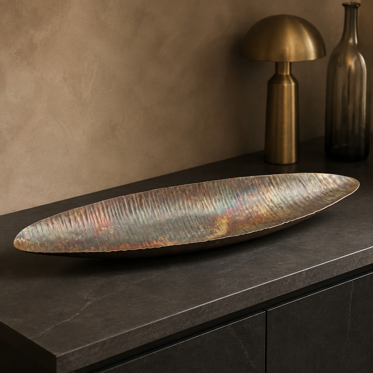 Beatiful burnt copper coloured Leaf dish from Stone the Crows