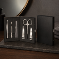 Pocket manicure set in stylish black metal case