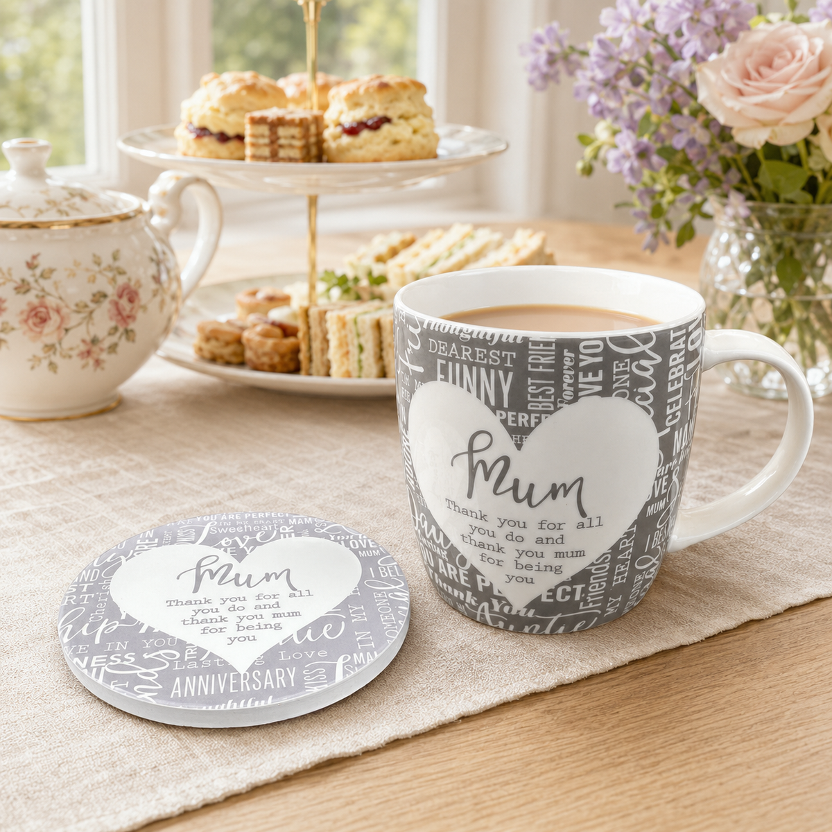 'Mum' Mug and ceramic coaster gift set