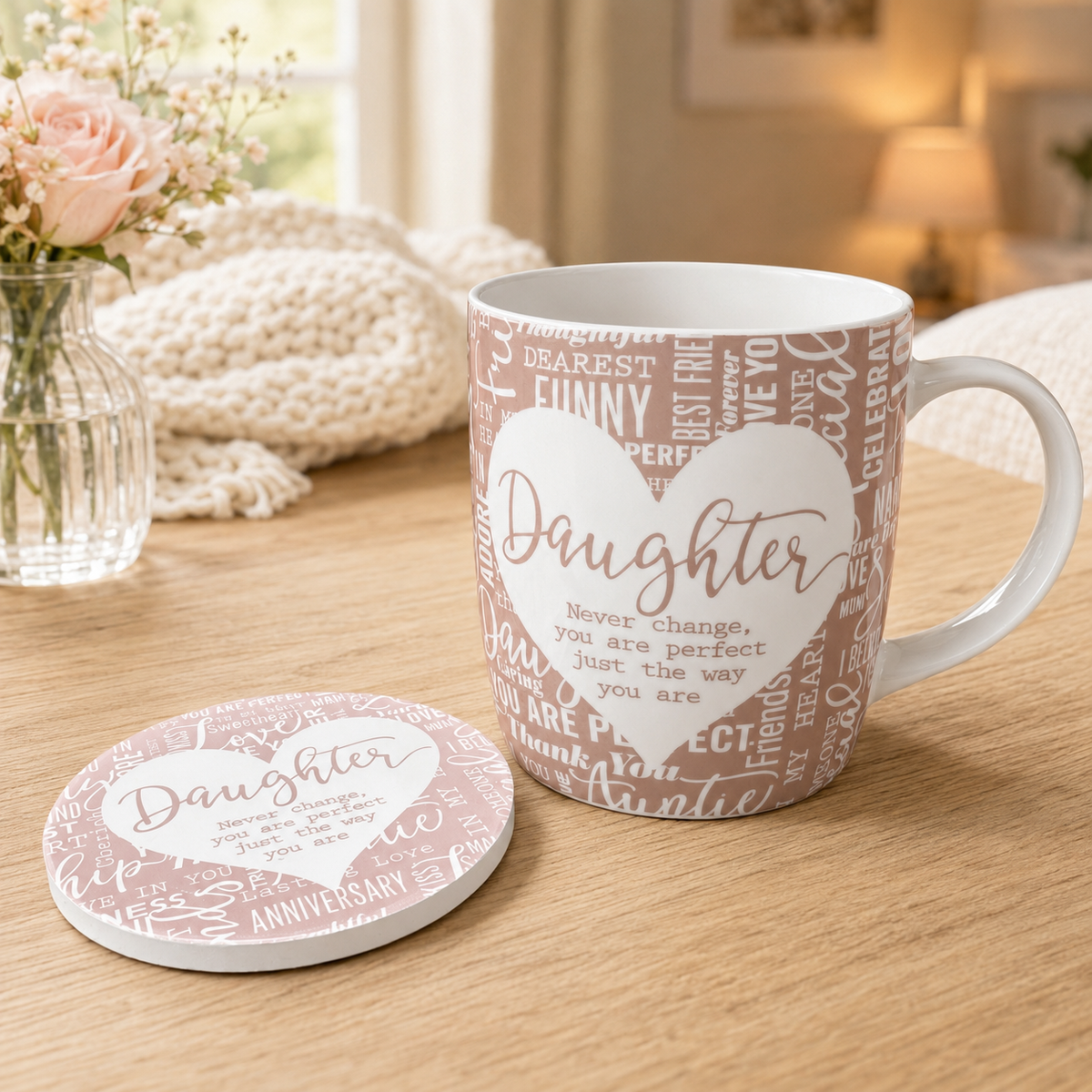 'Daughter' Ceramic mug and coaster set